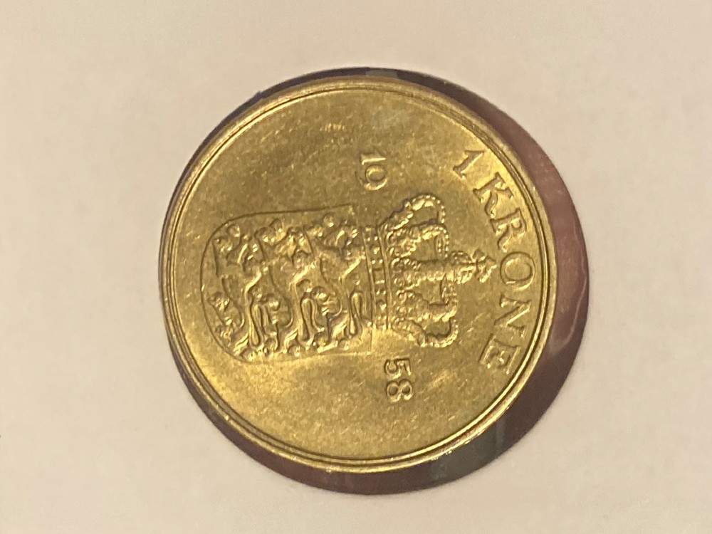 NICE GRADE 1958 DENMARK 1 KRONE