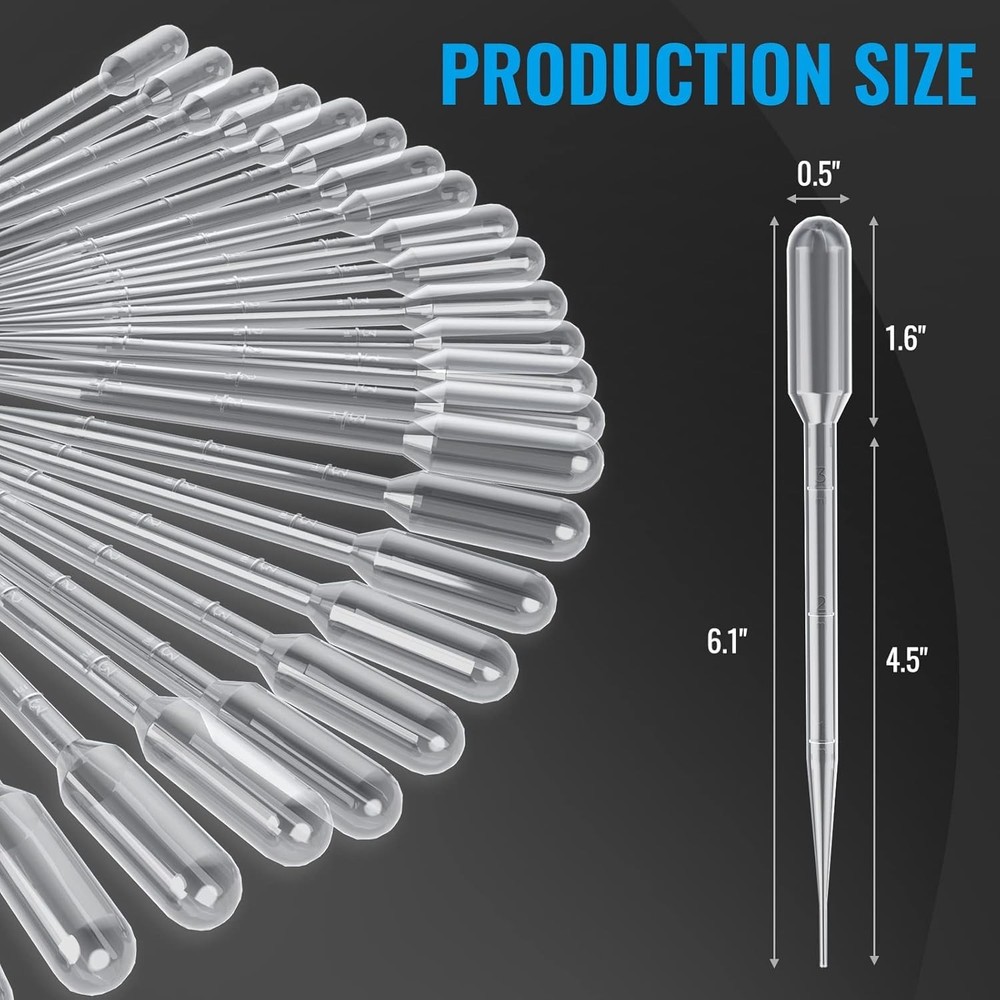 100Pcs 3Ml Disposable Plastic Transfer Pipettes Calibrated Dropper