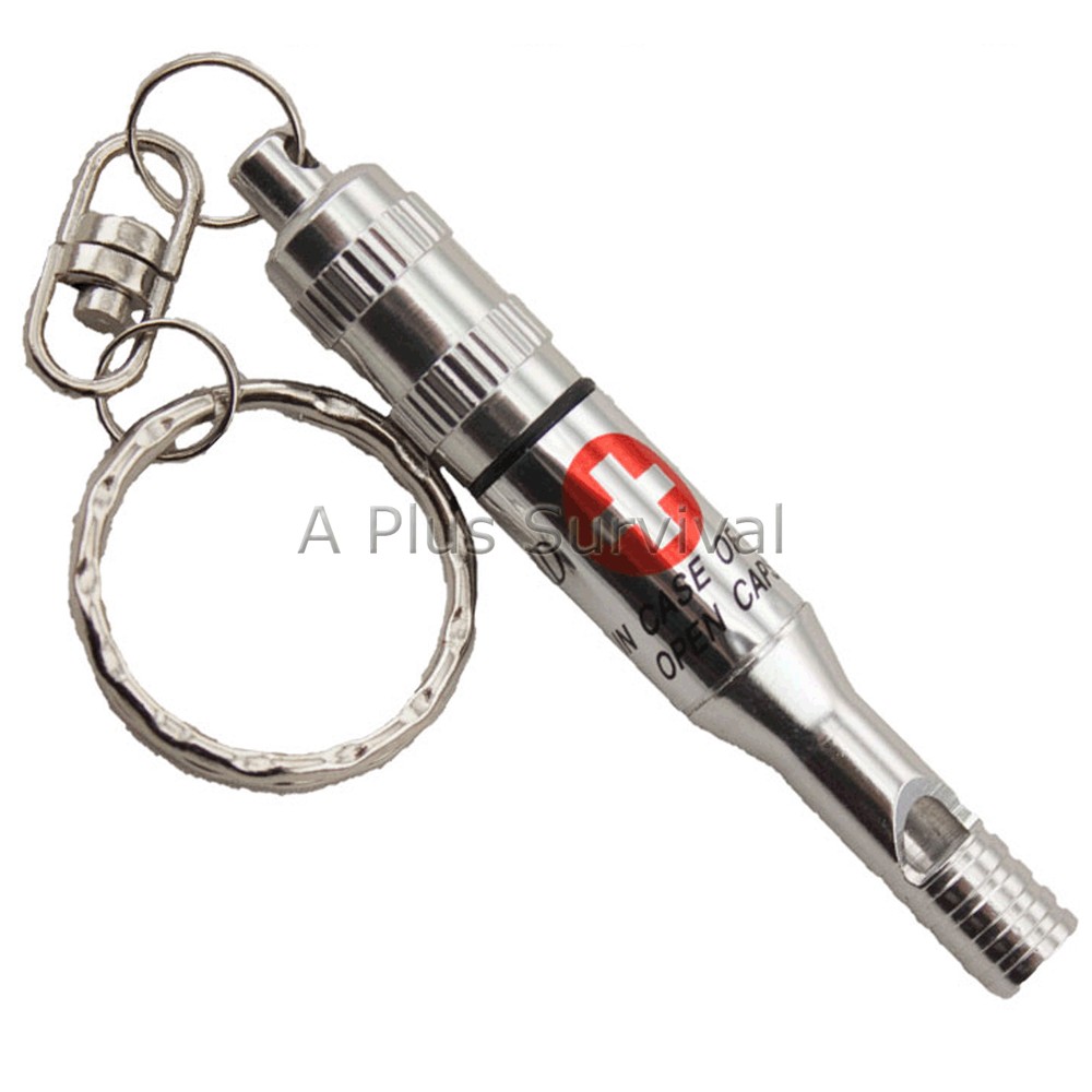 2 Pack Keychain Whistle & Pill Case Emergency Survival Kit Items