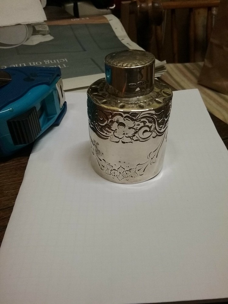 sterling silver ornate tea caddy