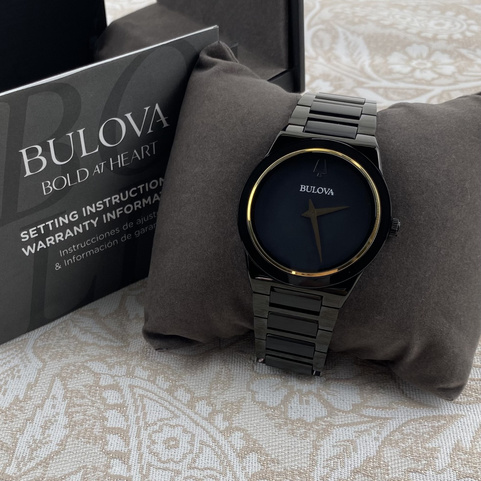 Bulova Millennia 98A313 Men's Quartz Watch 41mm Black Gold Dial Stainless Steel
