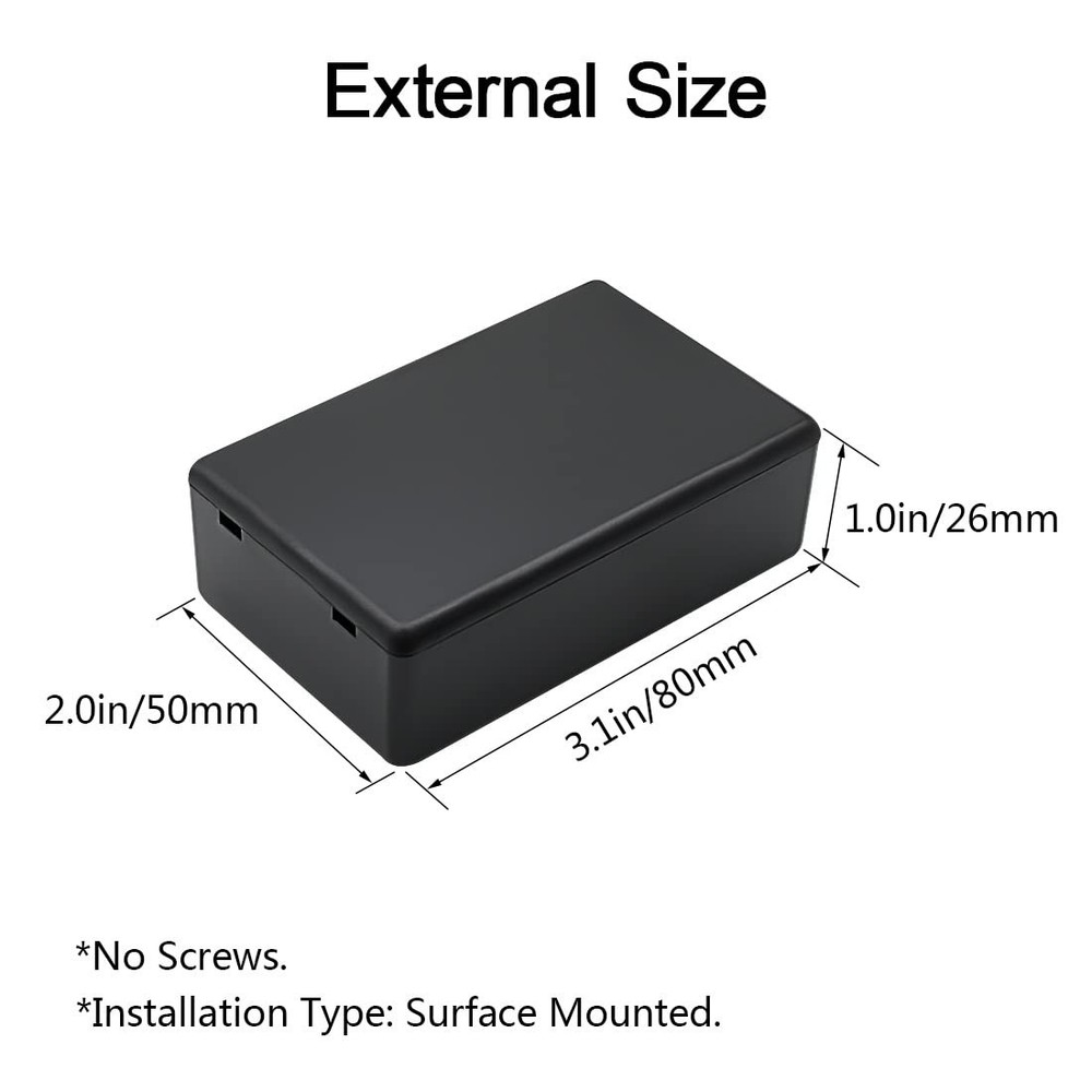 5 Pack Plastic Project Boxes Electronic Junction Case 3.1x2x1 Inch Black