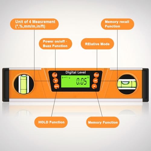 Digital Level and Protractor, 10 Inch IP54 Protected Electronic Bubble