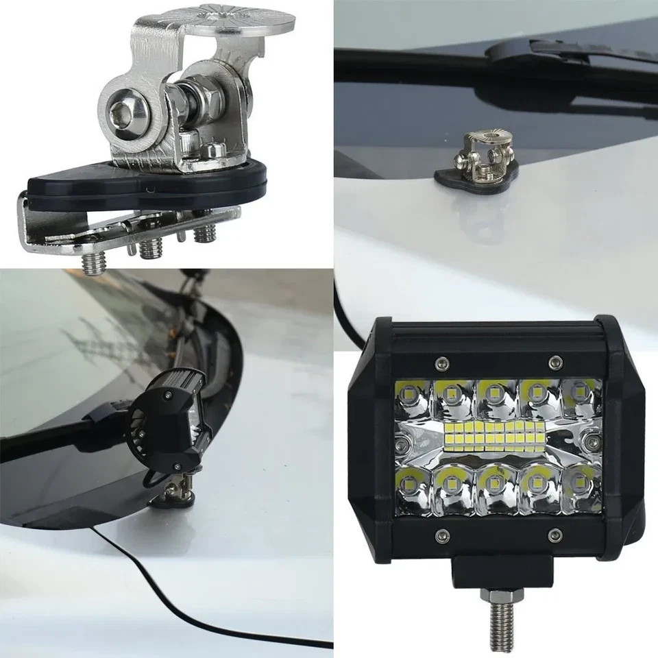 2PCS LED Work Light Mount Bracket Clamp Holder for Offroad Pillar Hood Bar