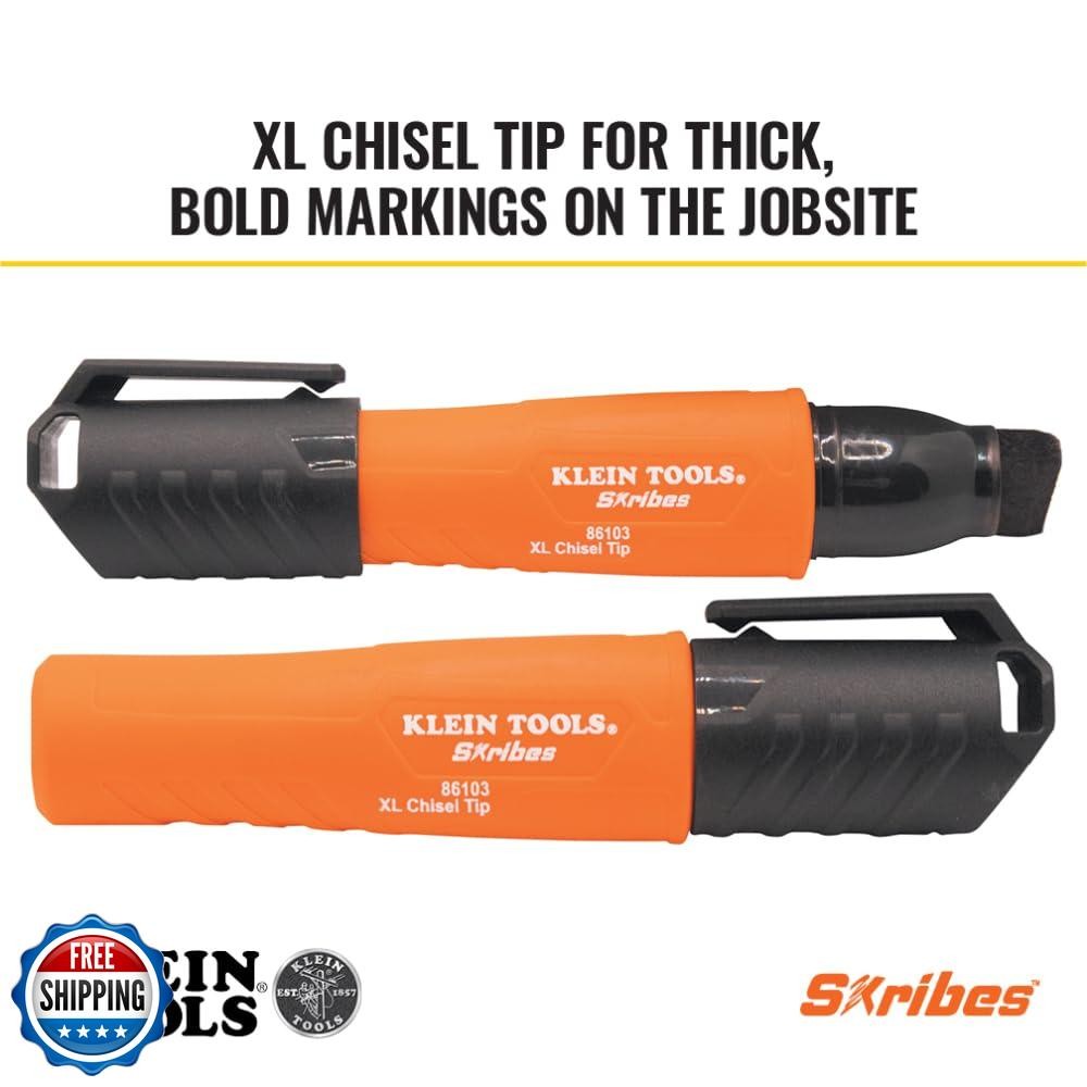 Klein Tools 86103 Skribes XL Permanent Marker, Chisel Tip, Professional-Grade