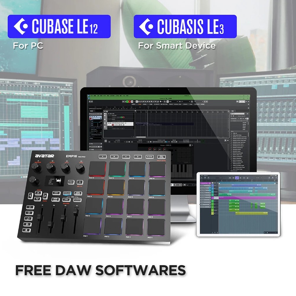 MIDI Pad Controller Beat Maker Machine With Bluetooth 16 RGB Sensitive Beat Pads