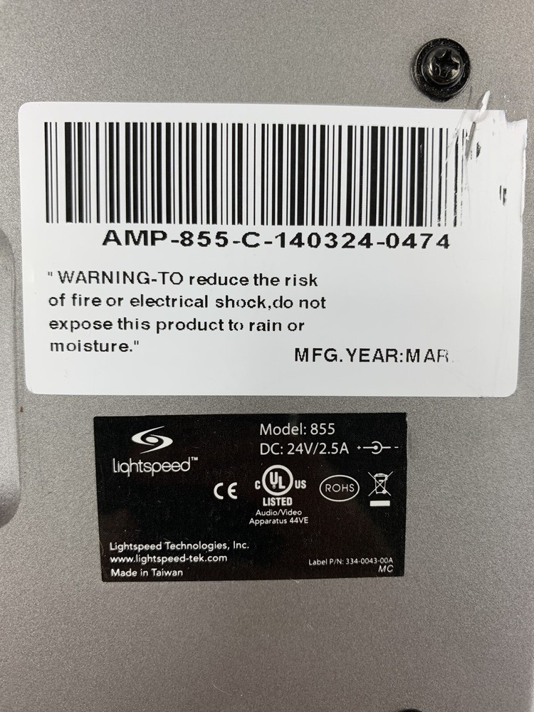 Lightspeed Power CAT 885 Classroom Audio System Untested No Power Cable