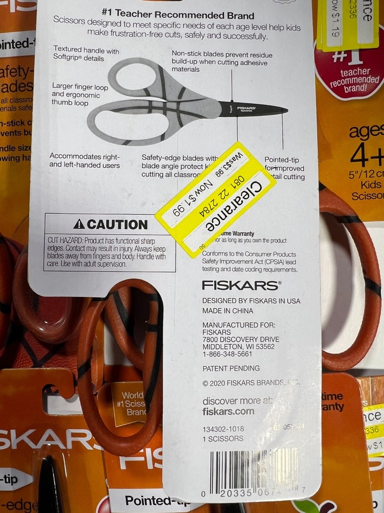 FISKARS BLUNT-TIP POINTED-TIP SCISSOR AGES 4+ 9PCS SET NEW!!!!