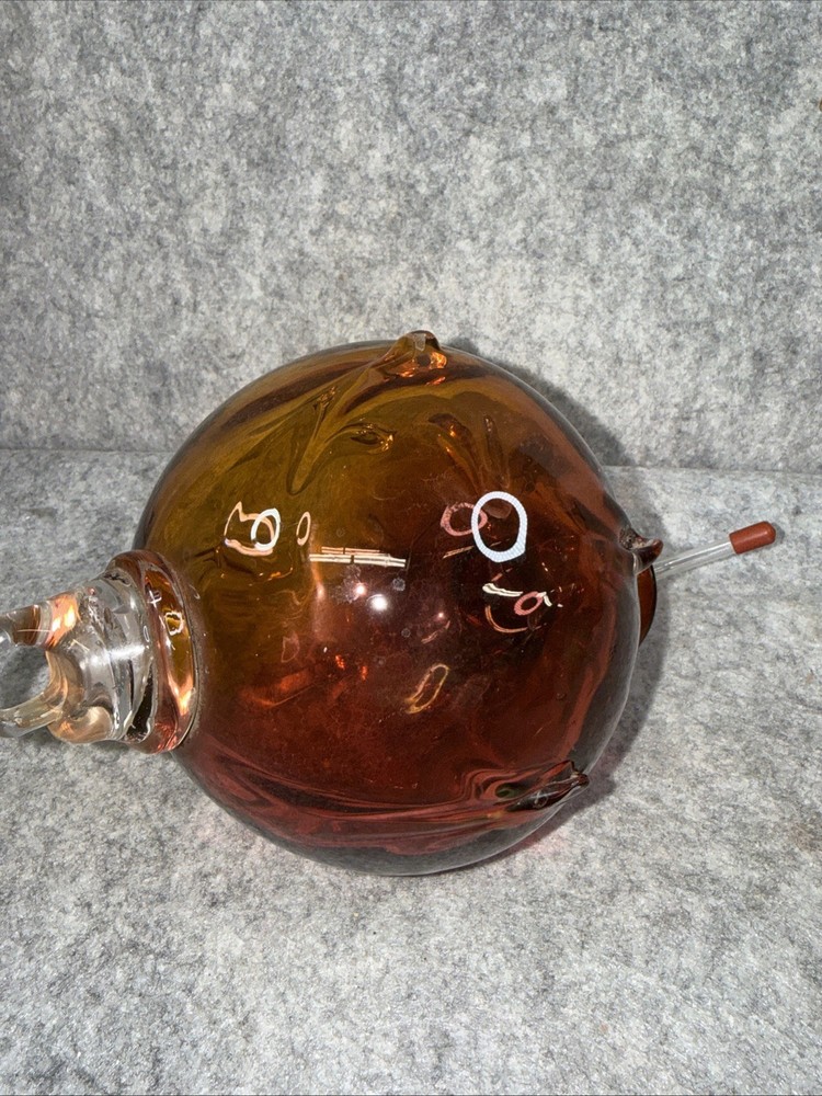 Hand Blown Amber Hummingbird Feeder