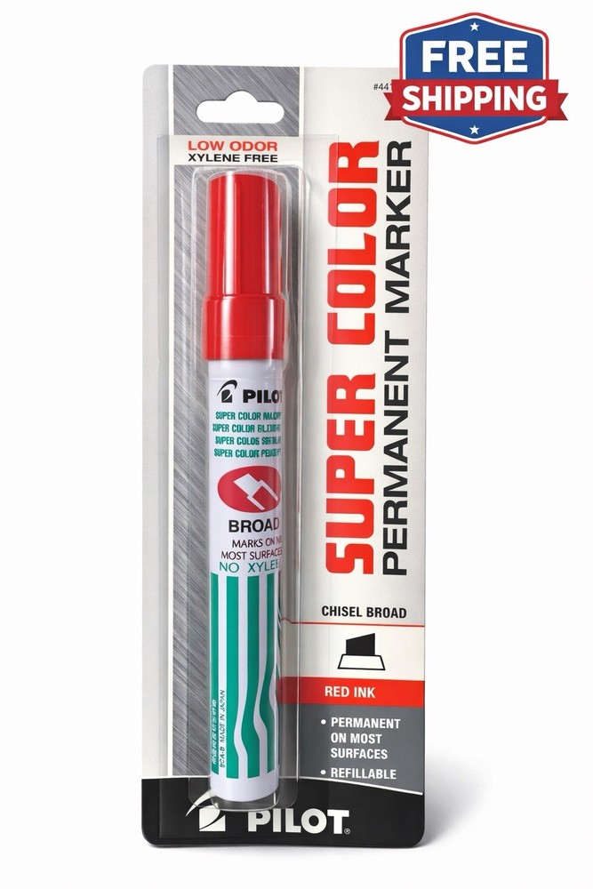 Pilot Super Color Permanent Marker Red Chisel Tip 6 Pack Broad Tip (44108)