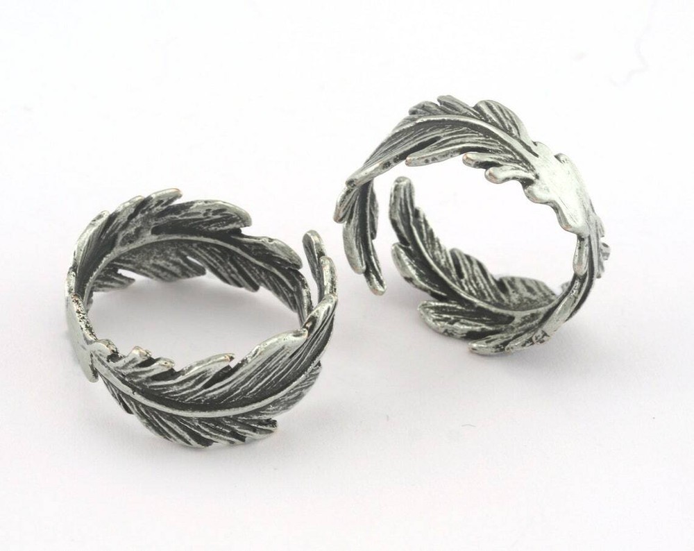 Leaf Ring Adjustable Antique Silver Plated brass (19mm 9US inner size) 3217