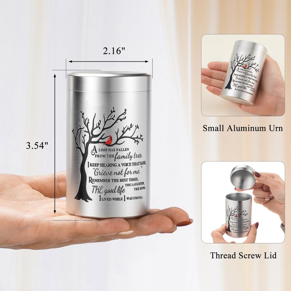 SOITIS Small Urns for Human Ashes Keepsake, 3.54 Inch Mini Urn Silver