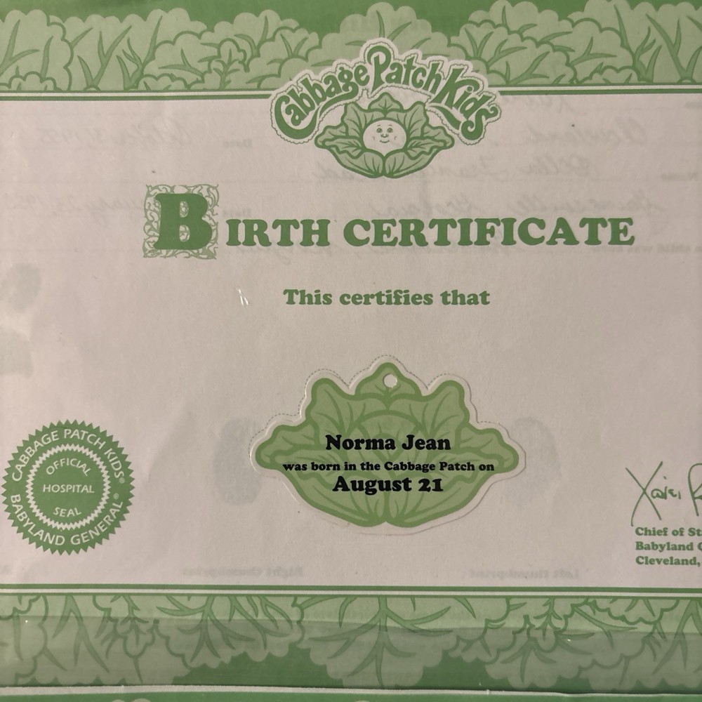 Cabbage Patch Kids Birth Certificate / choose name 🥰 buy more save more