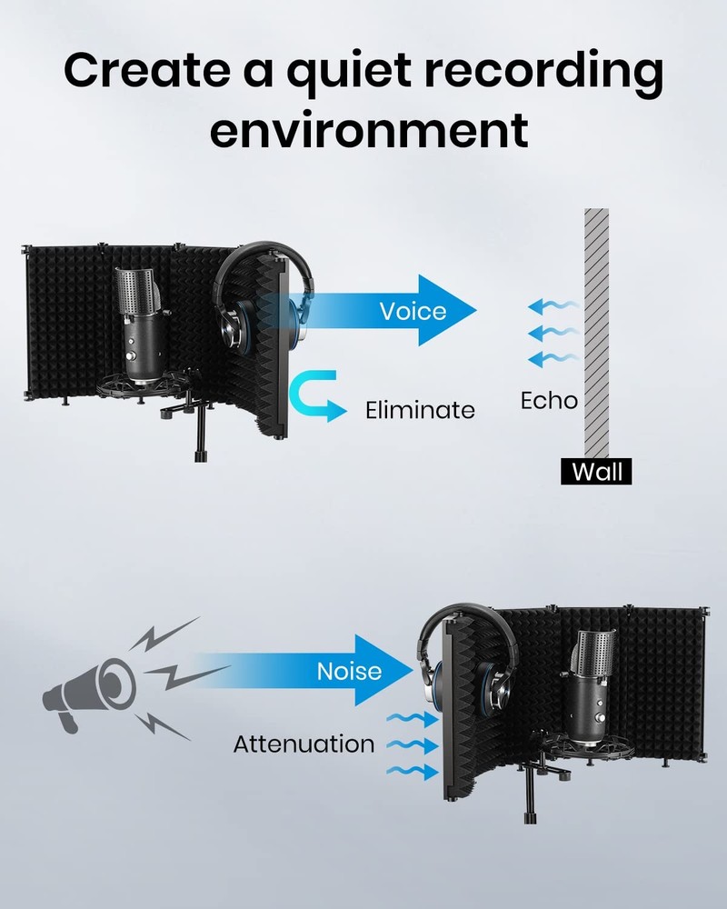 Microphone Insulation Sound Insulation Sound Shield Isolation, 5 Sides Microp...