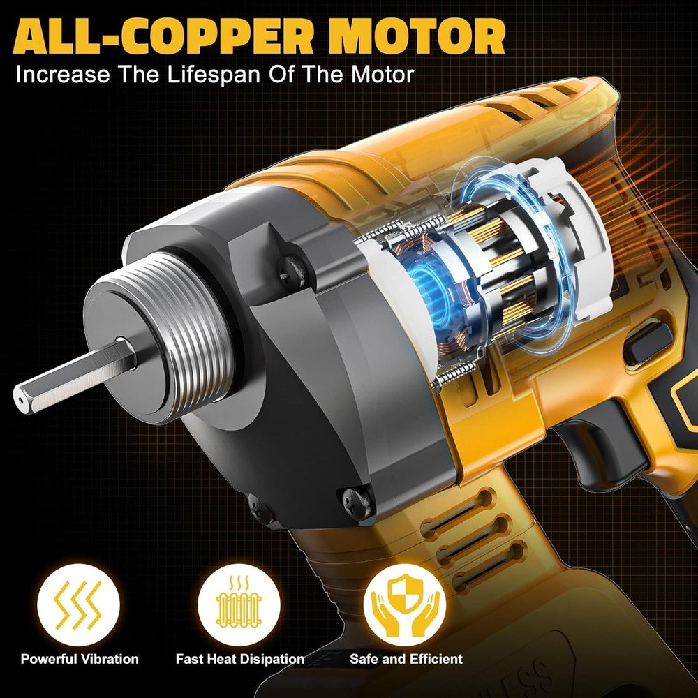 Handheld Concrete Vibrating Tool Compatible with Dewalt 20V Battery (No Battery)