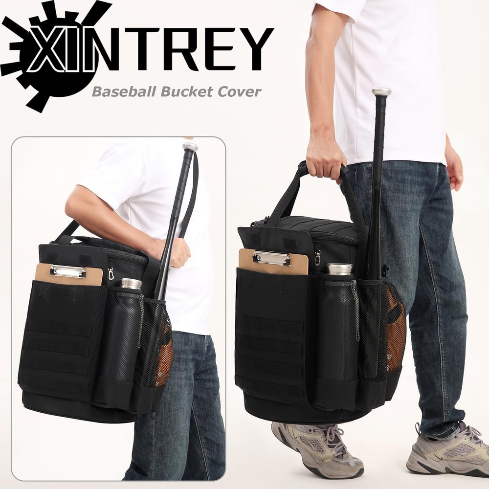 Tactical 6 Gallon Baseball Bucket Bag - Large Black Storage Solution