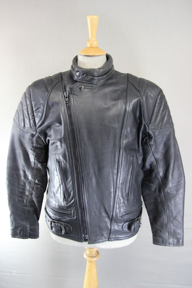 CLASSIC BLACK LEATHER BIKER JACKET 38-40 INCH CHEST