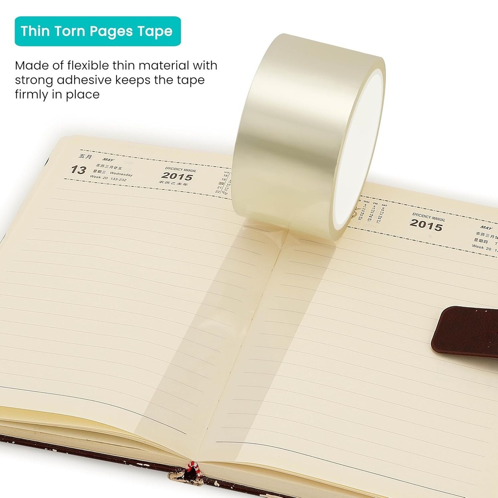 Transparent Book Tape 1inx108ft Thin Archival Safe