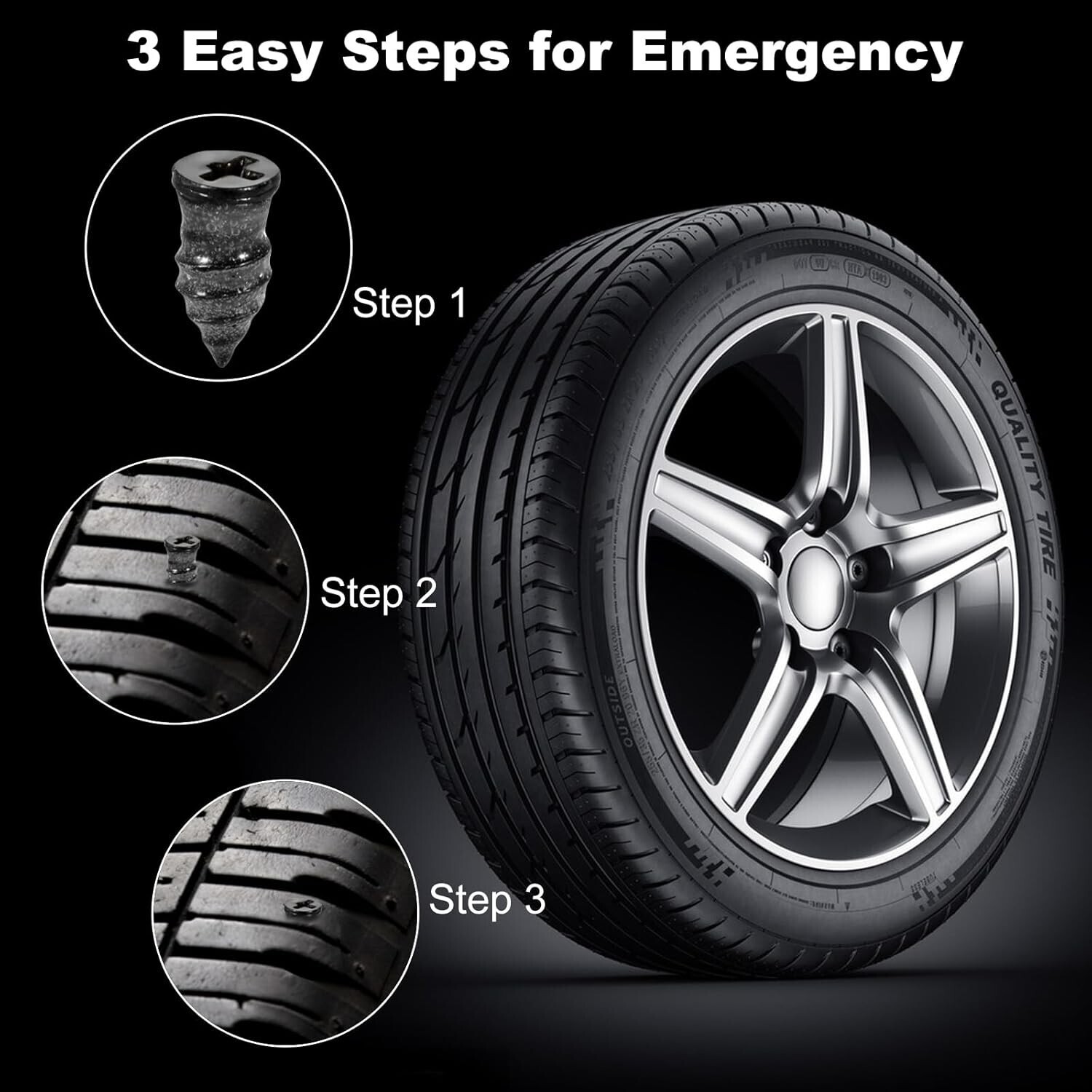 Car Tubeless Vacuum Tyre Puncture Repair Kit Screw Nails Tire Patch Plug 85PCS