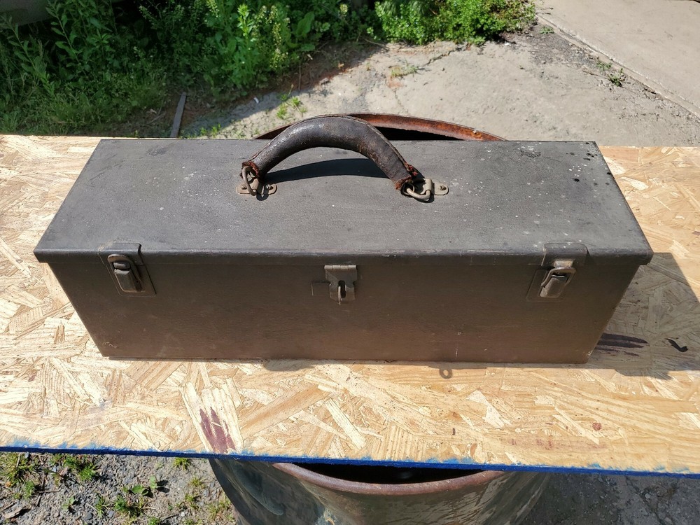 Vintage Leather Handle Toolbox