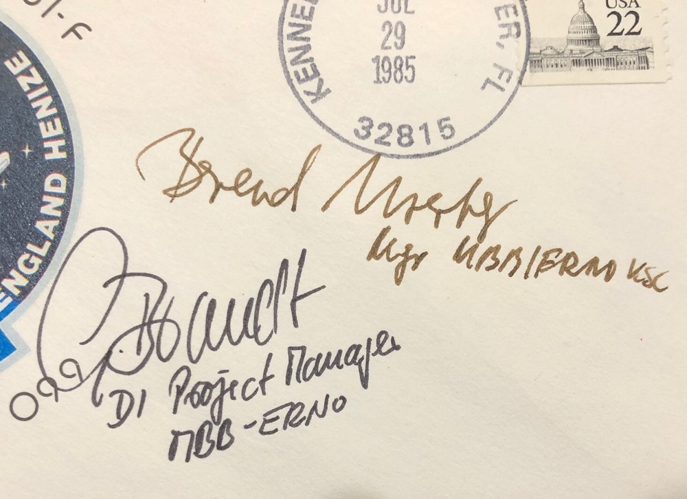 STS 51-F HAND SIGNED AUTOGRAPHED 2 PROGRAM PROJECT MANAGERS POSTMARKED COVER