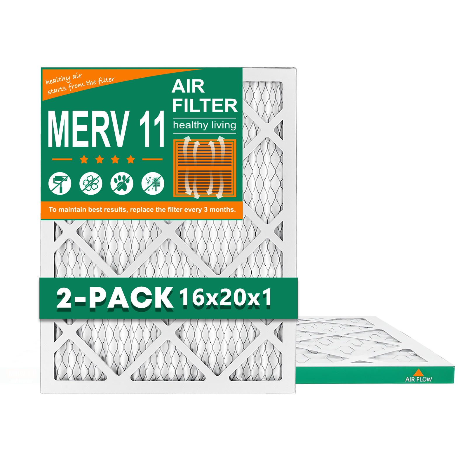 2-8 Pack 16x20x1 Pleated Air Filters Replacement for HVAC AC Furnace MERV 11