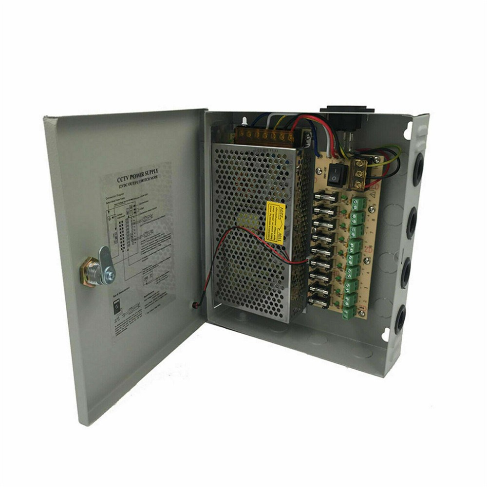 Central Power Distribution Box 9 Output Overvoltage Protection for CCTV System