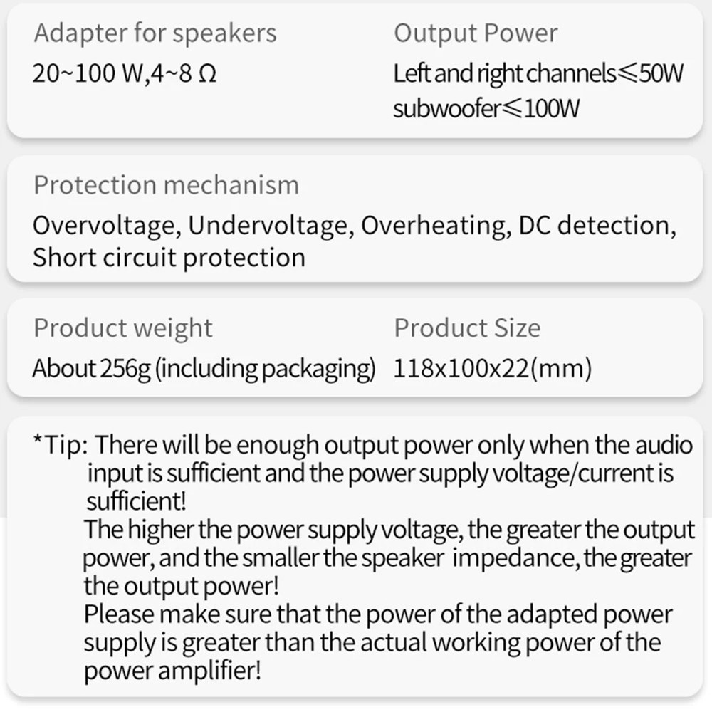 Power Amplifier Board with Bluetooth 5.0 2.1 Channel Mini Audio Amplifier Module