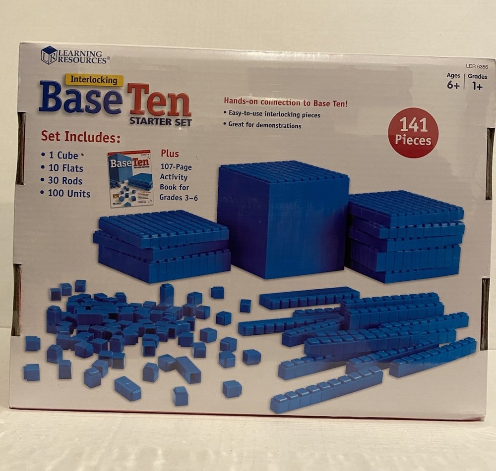 LEARNING RESOURCES (INTERLOCKING BASE TEN STARTER SET - GRADES 1 - 6) - New