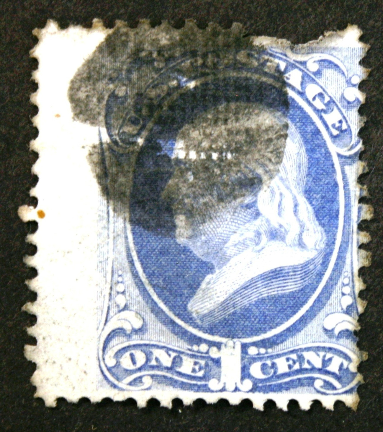 3-19,  RNV432****  SCOTT #92,  1c BEN FRANKLIN w/"F" GRILL,  USED,   CV $450