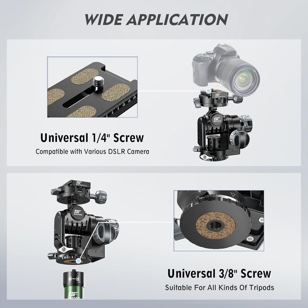 BAFANG BFC-02B+ Rotatable Gear Head Fine Adjustment Platform Geared Tripod Head