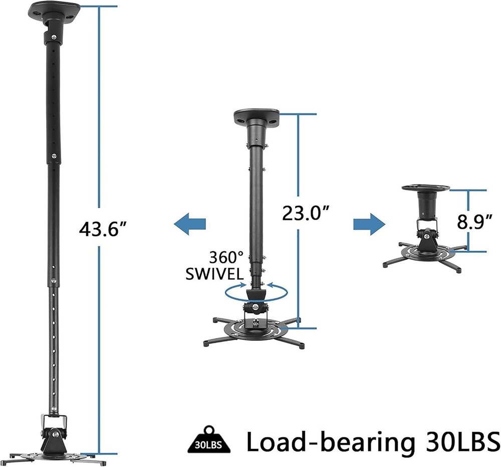 Full Motion Universal Ceiling Projector Mount Bracket with Adjustable Height ...