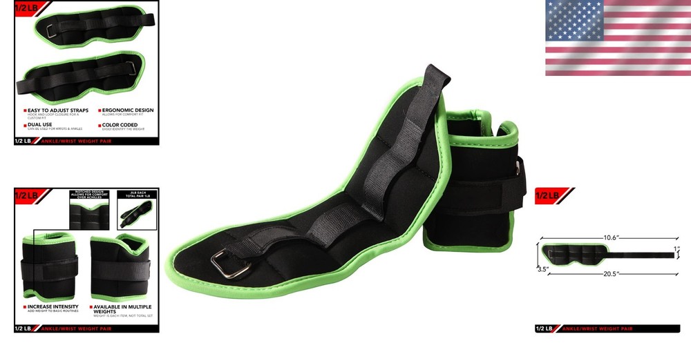 Comfortable Neoprene Ankle Weights (2-Pair Set) – Ideal for Strength Training