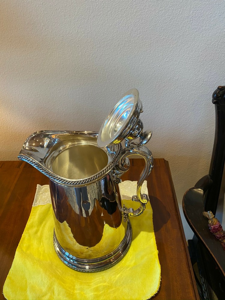 Estate Large Hinged Silverplate Water Pitcher