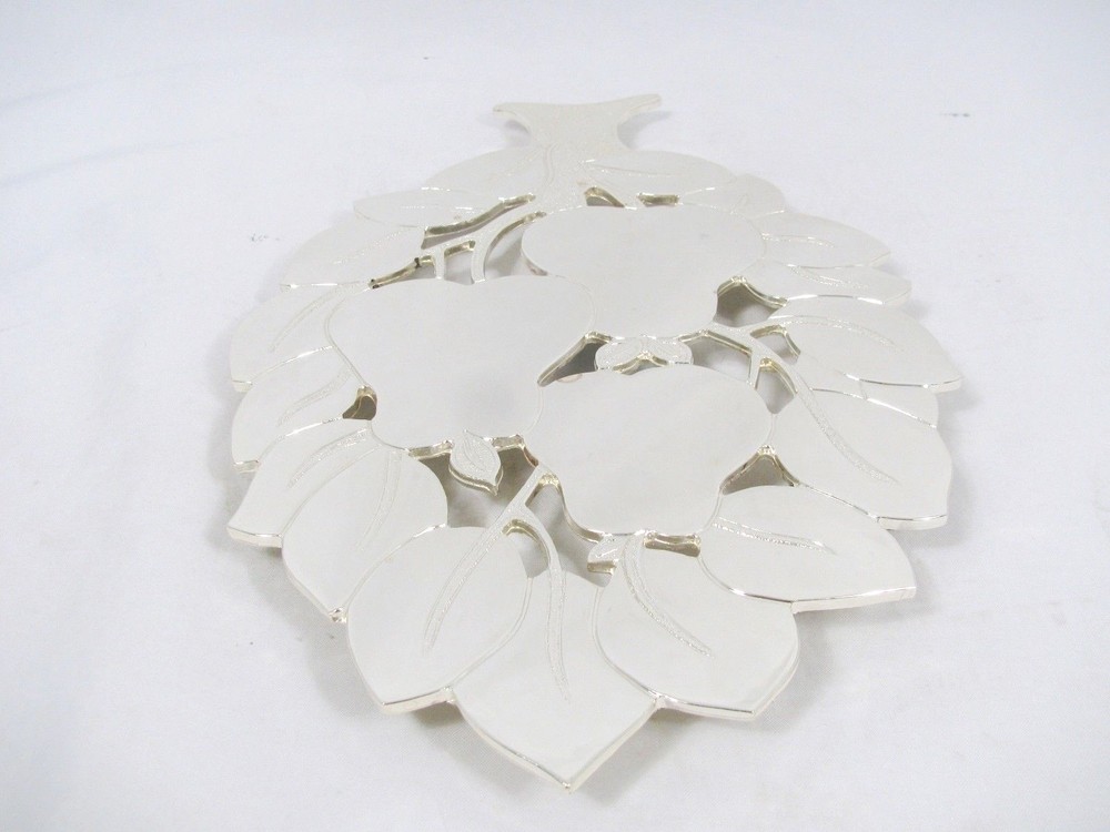 Wm A Rogers Pear Fruit Tree Trivet Silver Plated Wall Hanging