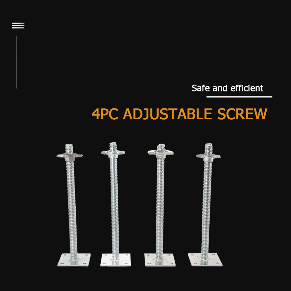 Adjustable Leveling Jacks 18" Scaffolding Solid Screw Jack with Base Plate 4Pcs