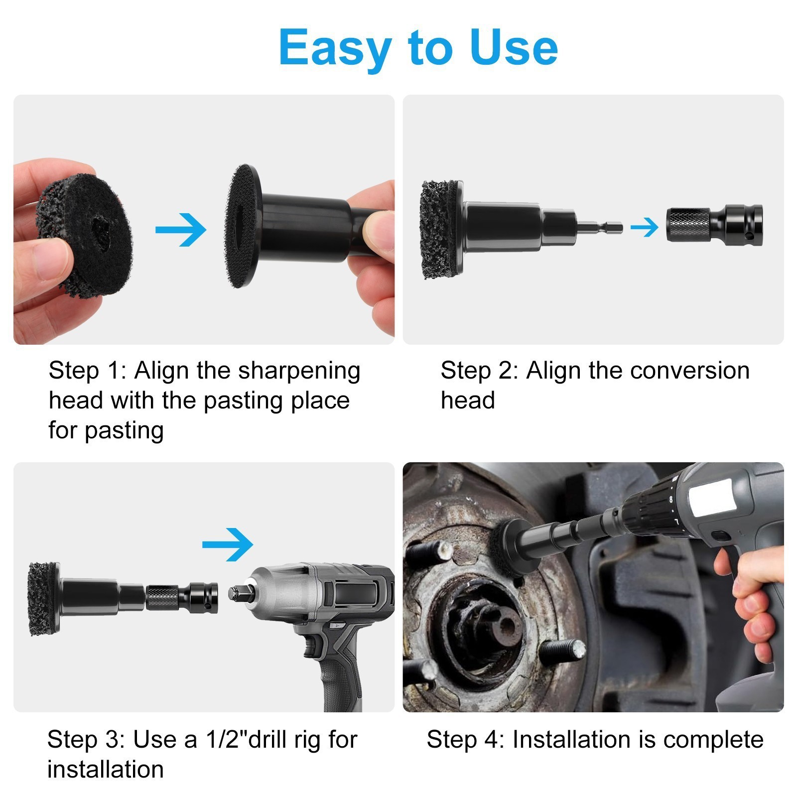 12in1 Wheel Stud Hub Cleaner Rust Removal Kit For Brake Disc Polishing Grinding