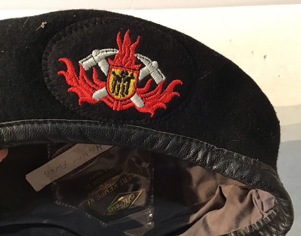Rare German Fire Brigade Beret Vtg Fire Dept
