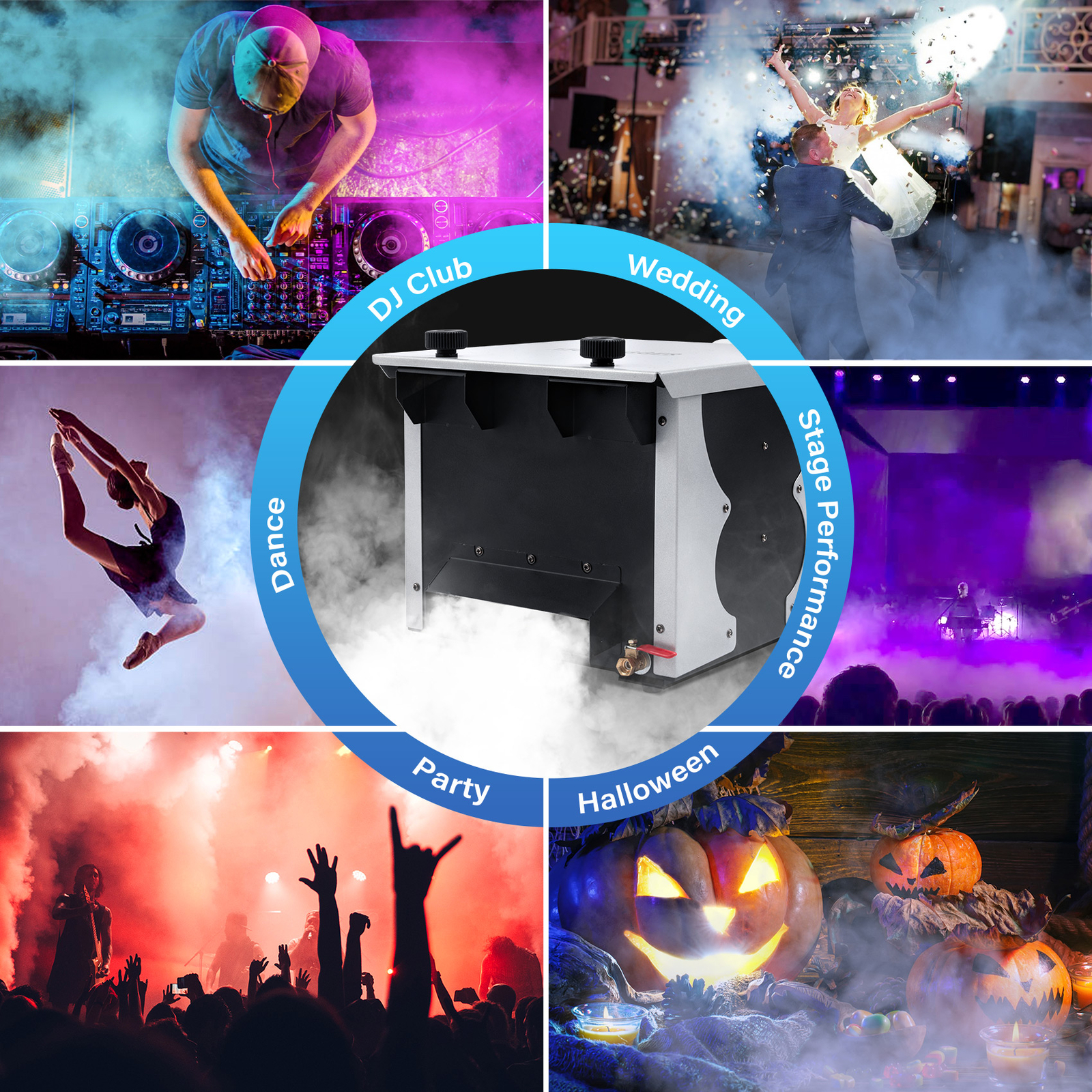 1500W Low Lying Smoke Fog Machine DJ Stage Dry Ice Ground Fogger With Remote US
