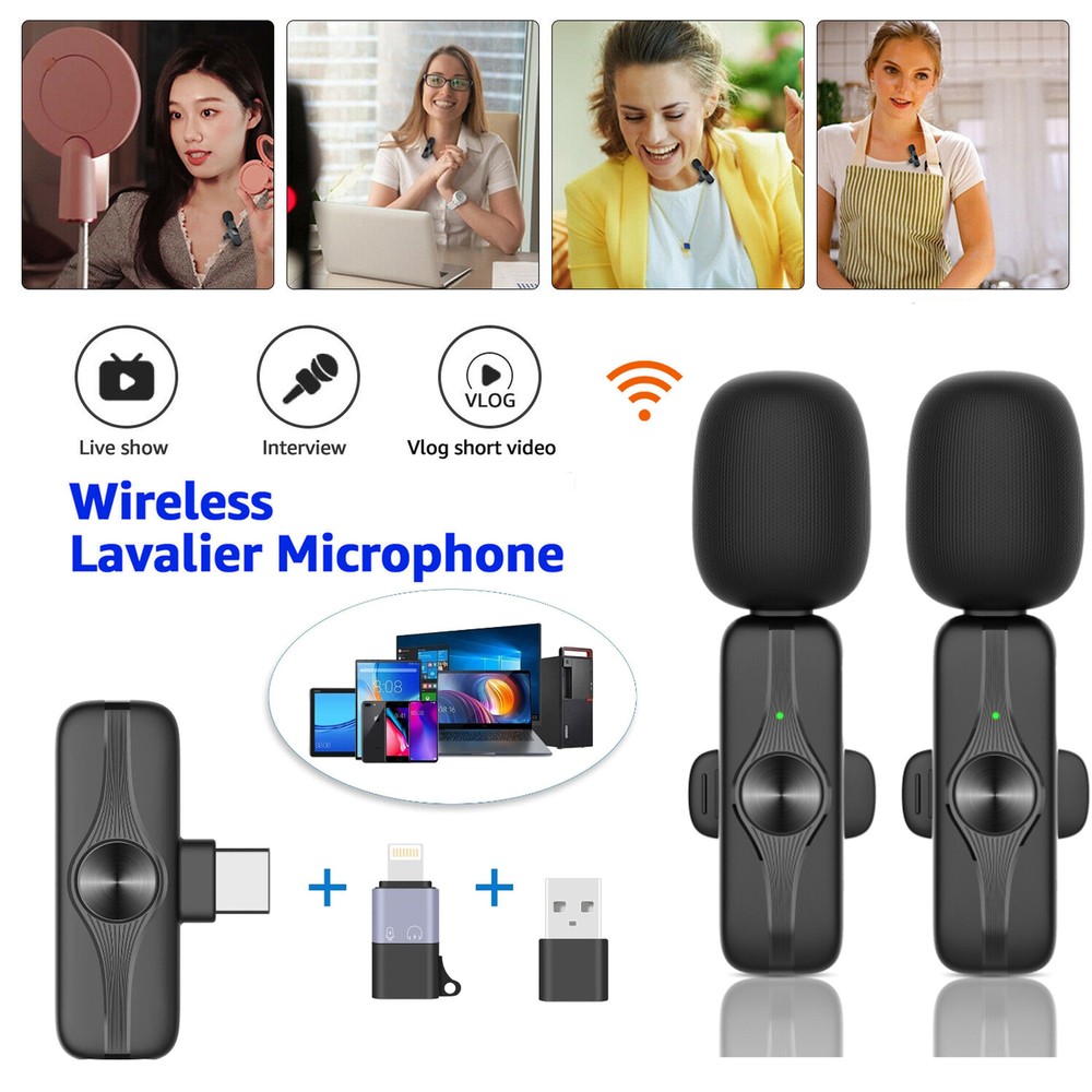 Lavalier Microphone Wireless Audio Video Recording Mini Mic For Android/iphone