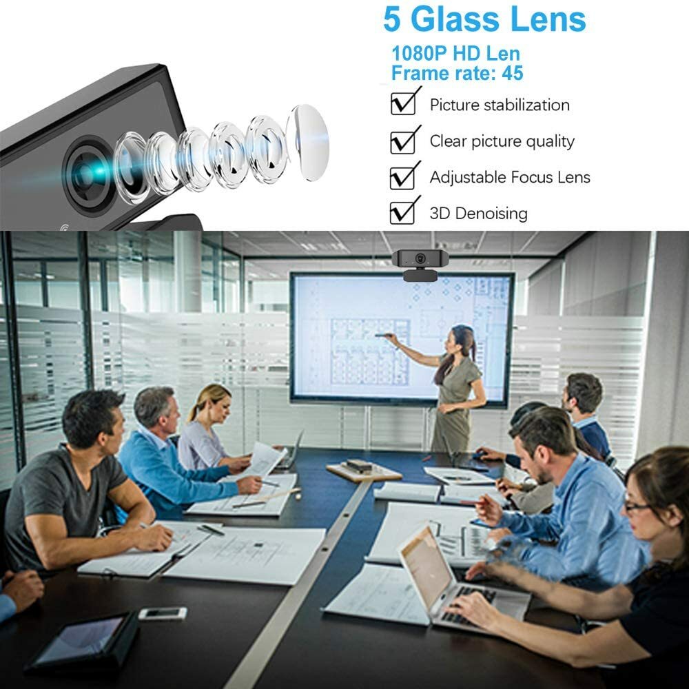 1080P HD USB Webcam for PC Desktop Laptop Web Camera w Microphone & Tripod