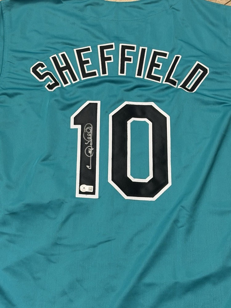 Gary Sheffield Signed Custom Florida Marlins Jersey Beckett BAS COA