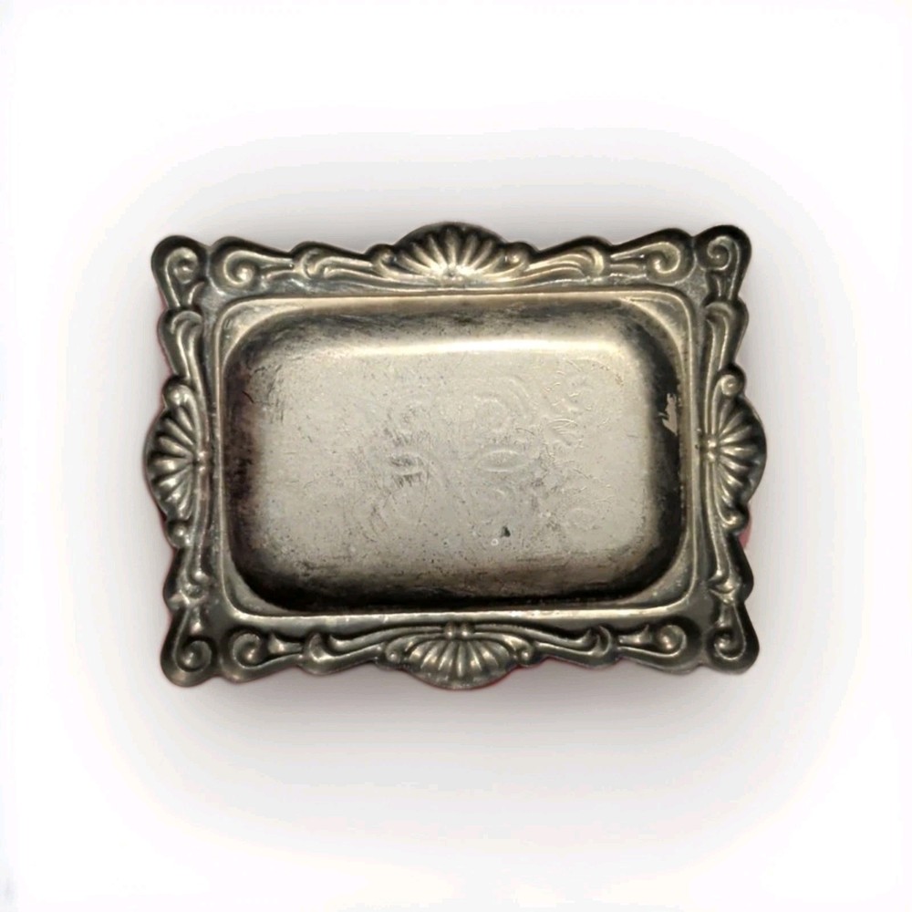 Vintage Floral Etched Silver-Plated Metal Salt Cellar