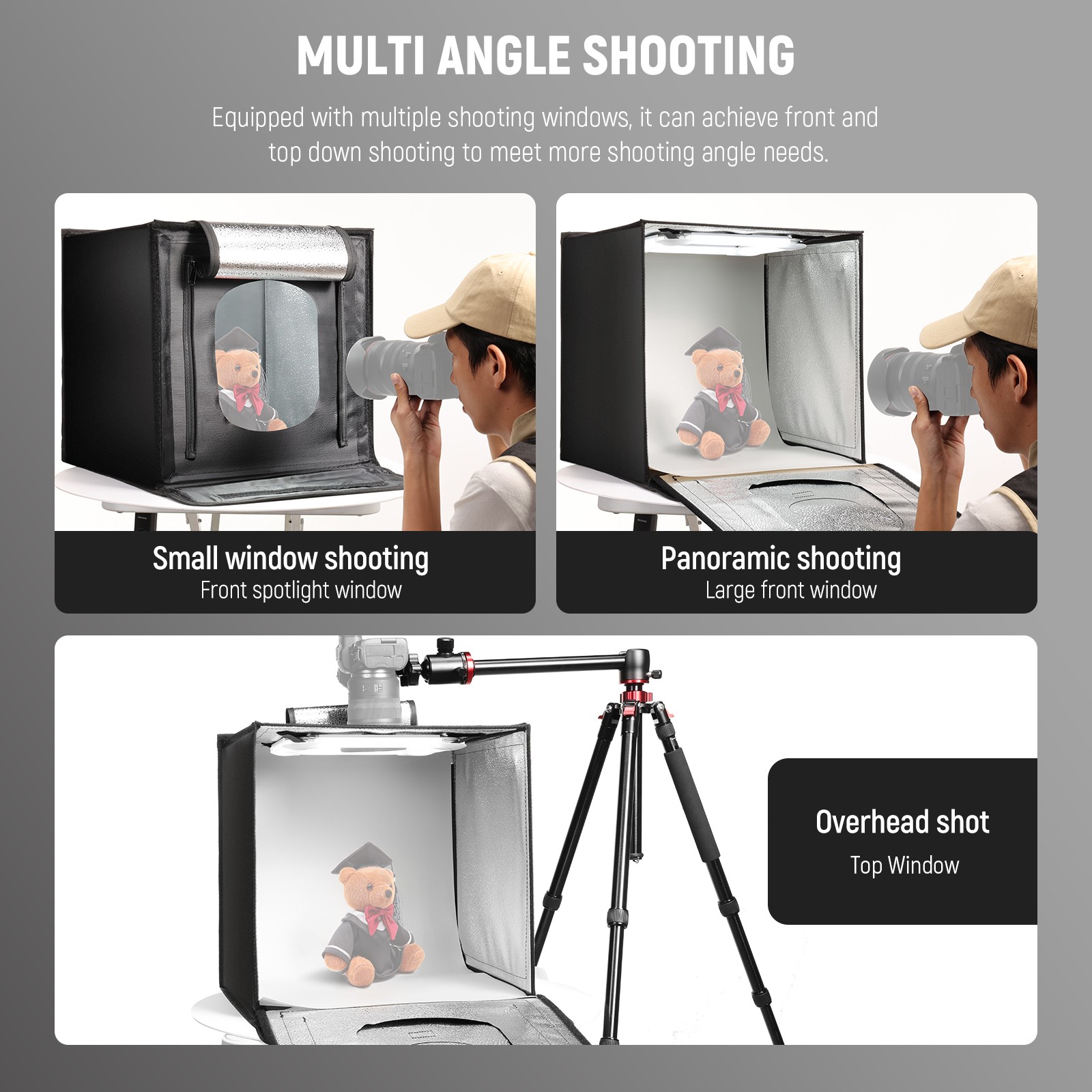 NEEWER LP60D 24" Photo Light Box w/4 Backdrops, 5600K 160 LEDs, Dimmable