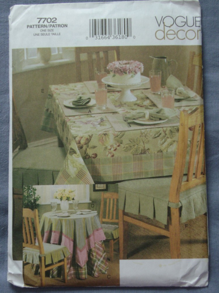 Vogue 7702 Dining Room Accessories Pattern Uncut