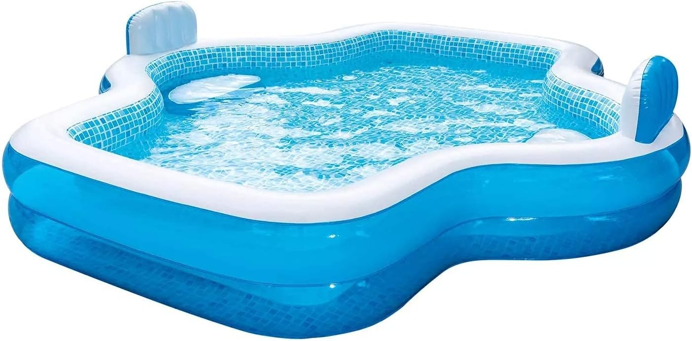 Members Mark Elegant Family Inflatable Pool 10ft 2 Seats Backrests Blue
