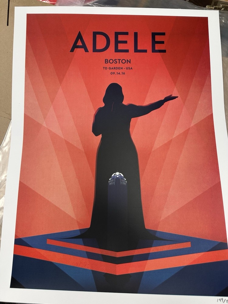 Adele Poster Boston 9/14/2016 LE Official Art Lithograph Concert TD Garden Gig