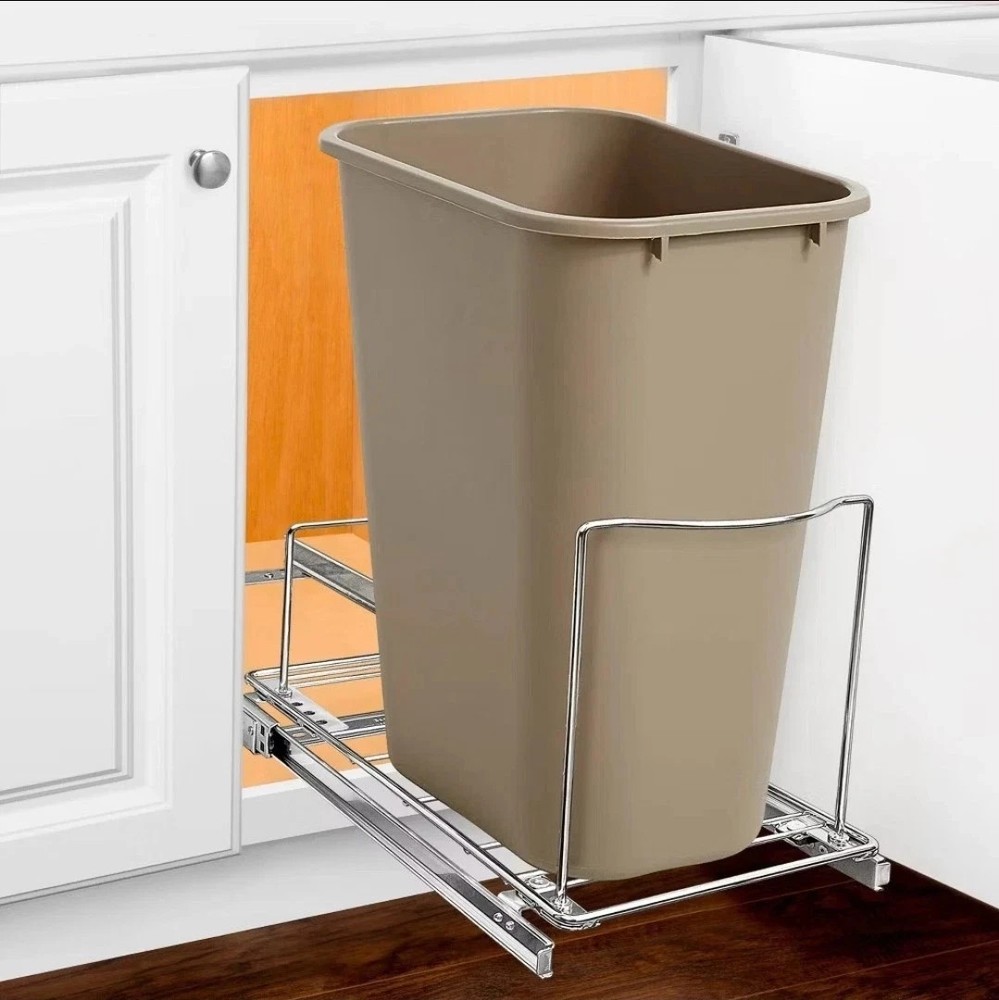 Lynk Professional Sliding Pull Out for Kitchen Garbage Bin: Chrome-Plated