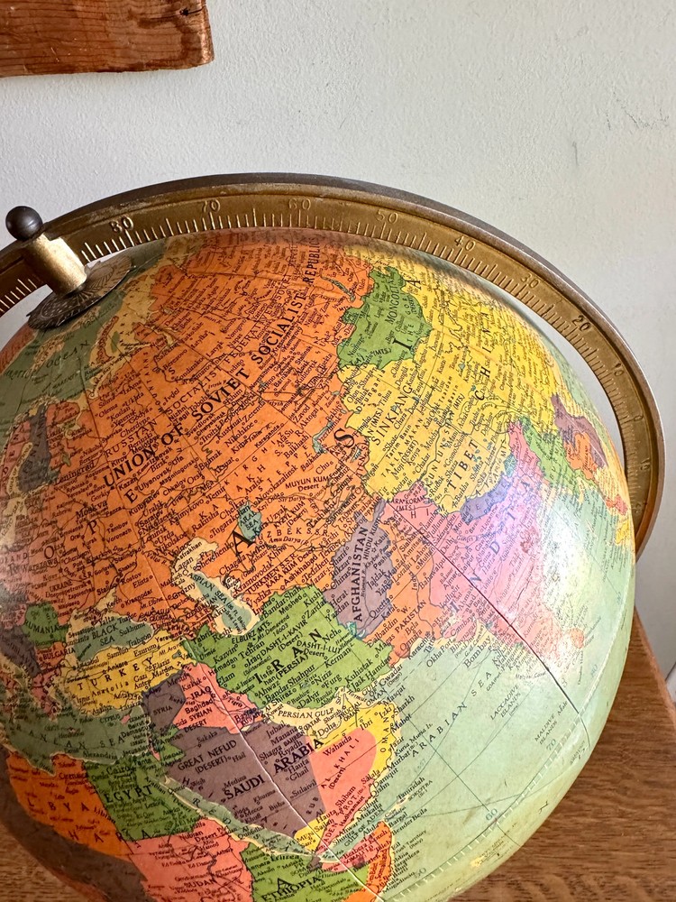 1940's Replogle 12" Reference Globe ~ Vtg World Globe on Stand