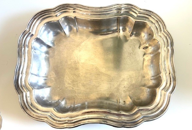 Gorham Heritage SIlverplate Fluted Rectangle Covered Serving Dish Tray Plate